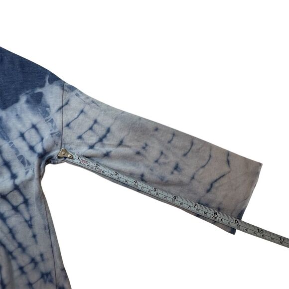 FREE PEOPLE Sz XS LA LIVIN COASTAL 3/4 SLEEVE JERSEY TEE TYE DYE INDIGO Batwing - Picture 10 of 11